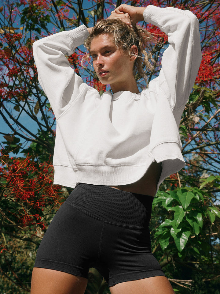 Dame afslappet sweatshirts med cropped snit og bløde manchetter Stilla