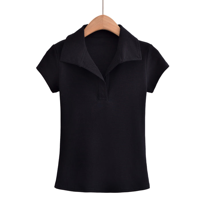 Dame Polo-T-Shirt med kropsnær pasform og farvematchende krave Stilla