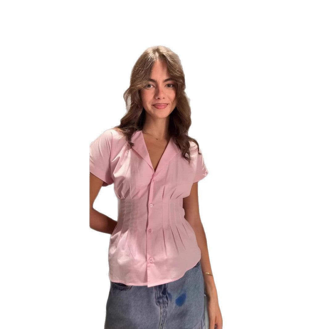 Dame skræddersyet skjorte med elegant drapering Stilla