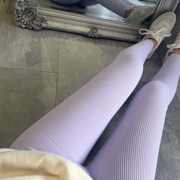 Dame Høj Kvalitet Ribbet Design Leggings med Høj Talje Skovae