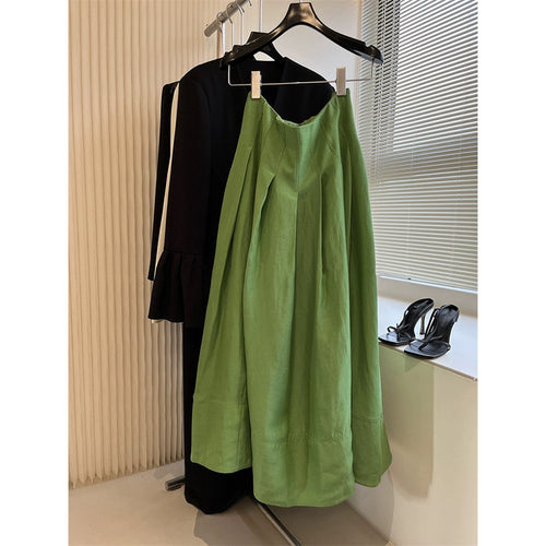 Dame let Maxiskørt med elegante folder og justerbar taljesnor Stilla