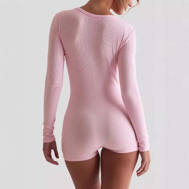 Dame figursyet langærmet bodysuit med knapdetalje Stilla