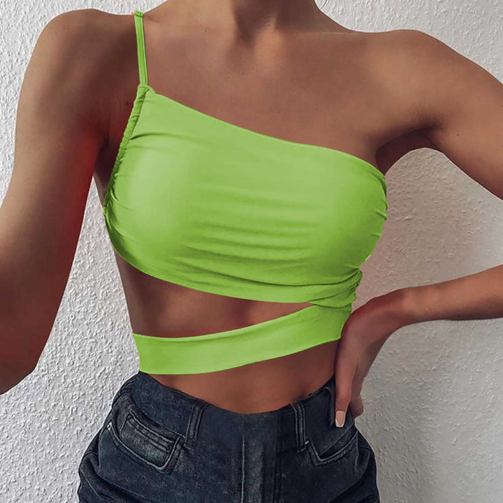 Dame Asymmetrisk Cutout Crop Top Stilla