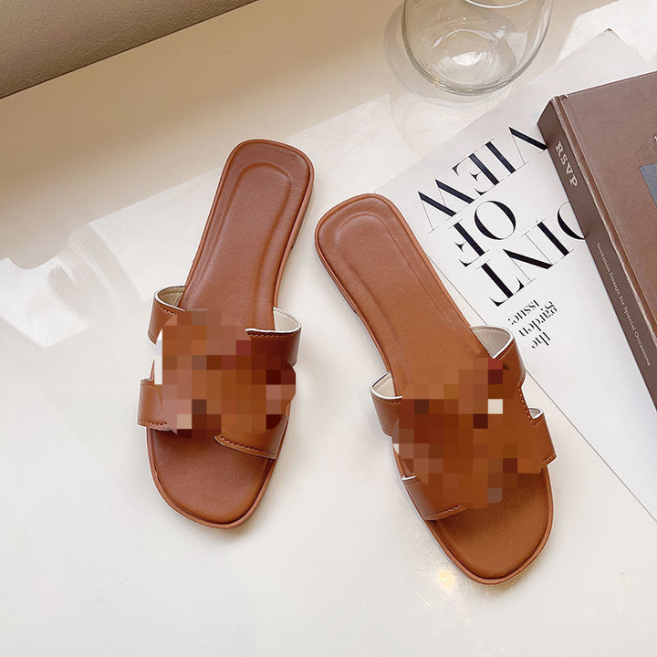 Dame åbne slidesandaler med fashionable remme og polstret fodseng Stilla