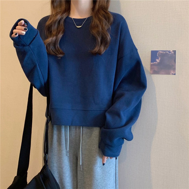 Kvinders afslappede oversized sweatshirt med komfortkrave og bløde manchetter