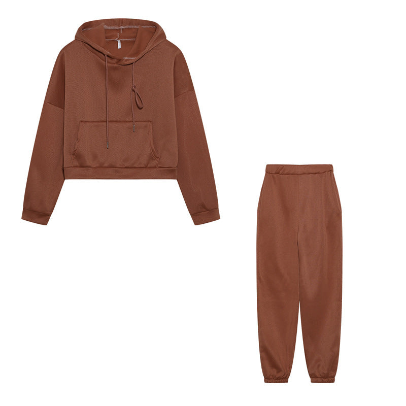 Dame Sports Crop Hoodie og Joggingbukser Sæt Stilla