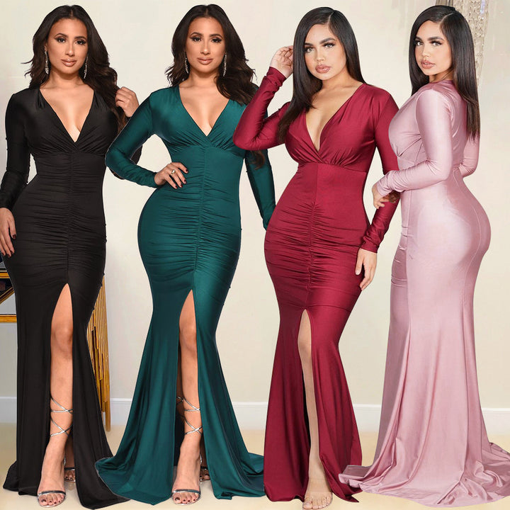 Dame High-Slit Ruffle Aftenkjole Stilla