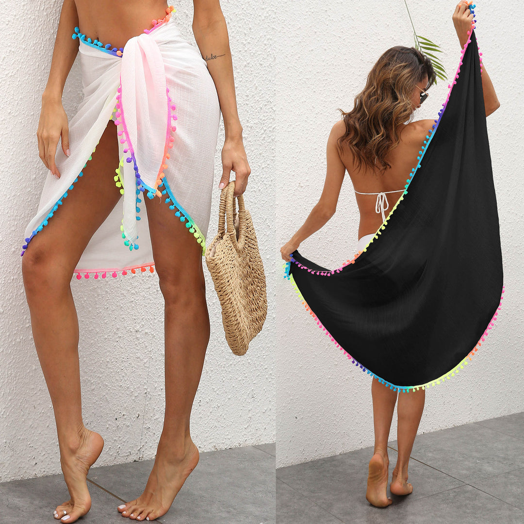 Femme Pom-Pom Trim Sarong Wrap Stilla