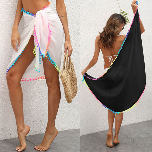 Femme Pom-Pom Trim Sarong Wrap Stilla