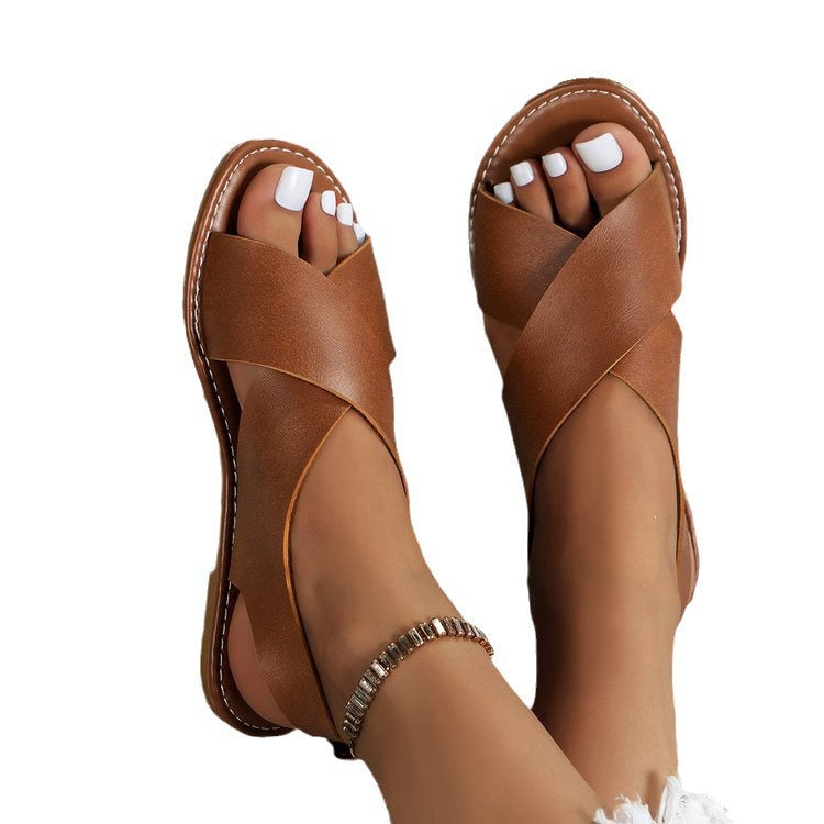 Dame halvsandaler med elegant krydsrem og skridsikker sål Stilla