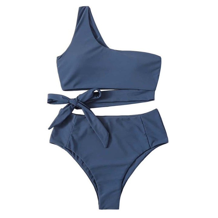 Damer One-Shoulder Bikini med høj talje og sidelæns bindebånd Skovae