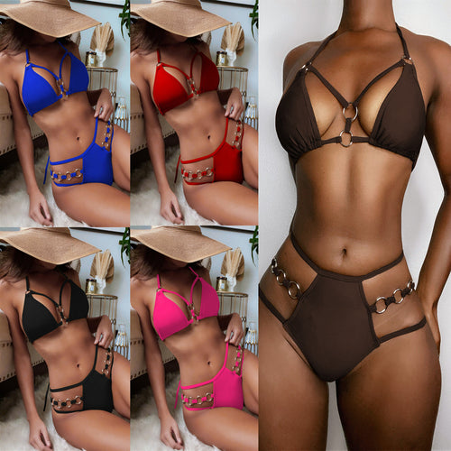 Dame Triangel-Bikini med elegante ringdetaljer Skovae