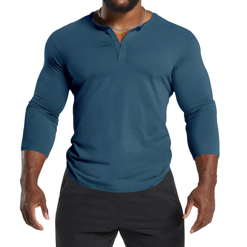Herrer langærmet Henley-shirt lavet af åndbart materiale Stilla