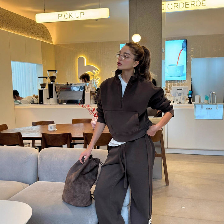 Kvinder Casual Oversized Lounge Sweatjakke og Joggingbuks Sæt Stilla