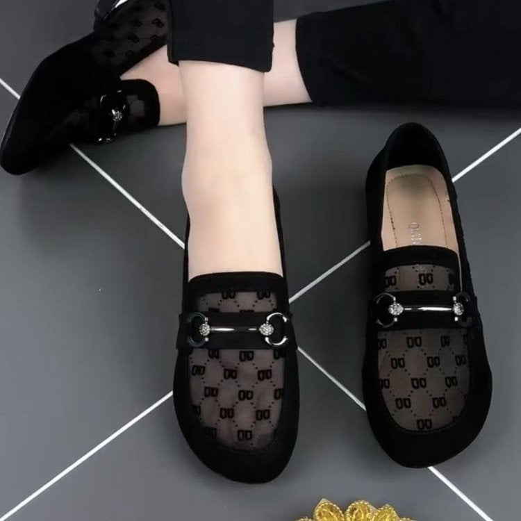 Dame stilfulde loafers med moderne mesh-overmateriale og glitrende accent Stilla