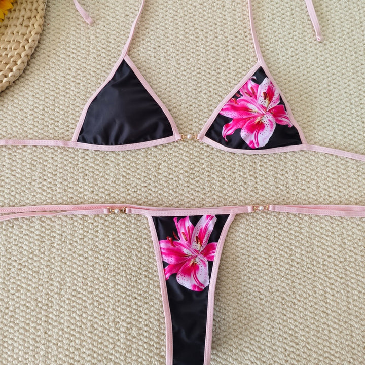 Dame bikini-sæt med floral design og justerbare bånd Skovae