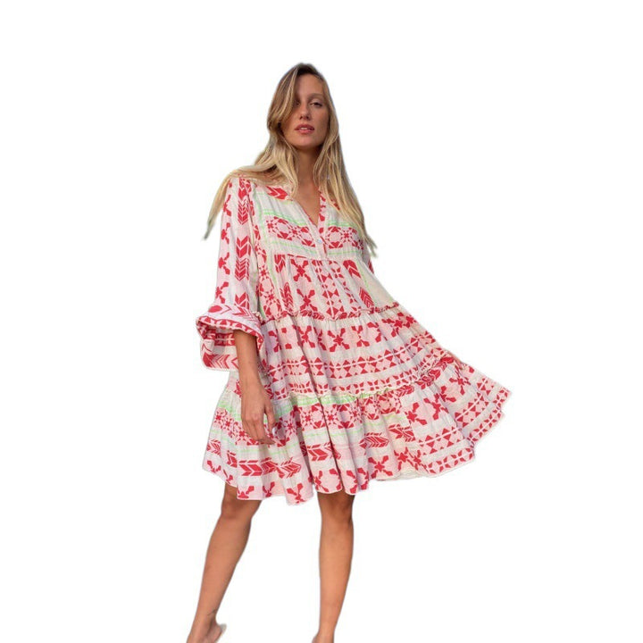 Femme Bohemian-stil lagdelt tunika kjole Stilla