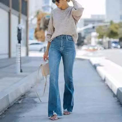 Dame tidløse jeans i moderne snit med cropped ben Skovae