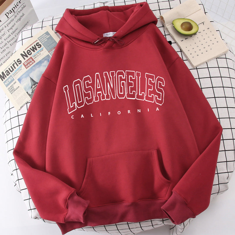 Damehoodie til kvinder med moderne Los Angeles print og løs pasform Skovae