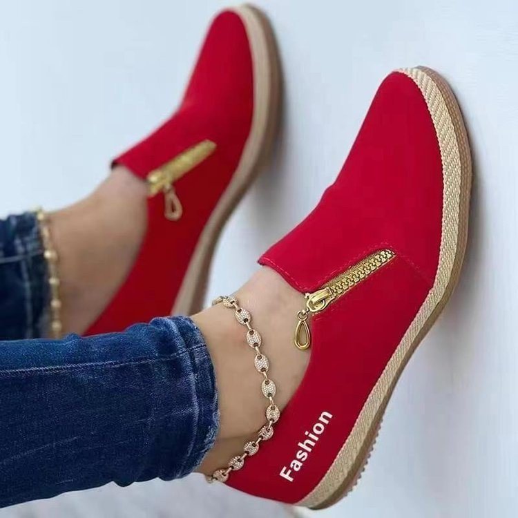 Dame Mode Slip-On Sneakers med dekorativ lynlås og behageligt fodseng Stilla