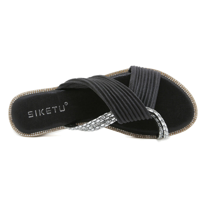 Dame Glamourøse Riemchen-sandaletter med smagfuld glimmerdekoration Stilla