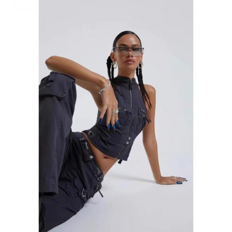 Dame Utility-inspireret cropped Jakke Stilla