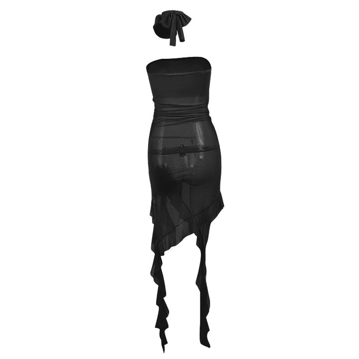 Dame Rynke Off-Shoulder Midi Kjole Stilla