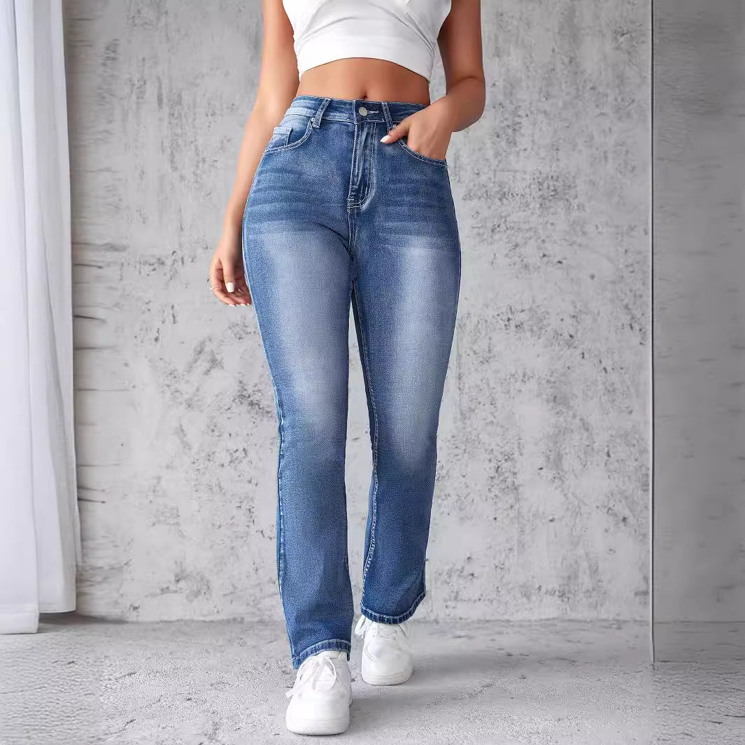 Kvinder Høj Talje Jeans med Udbredt Ben Skæring Stilla