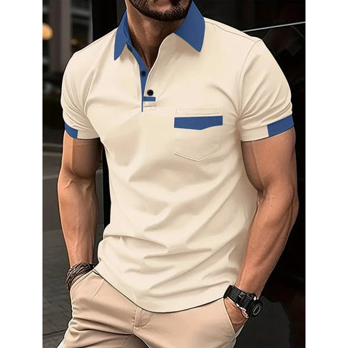 Herrer Poloshirt med moderne kontrastkrave og praktisk brystlomme Stilla