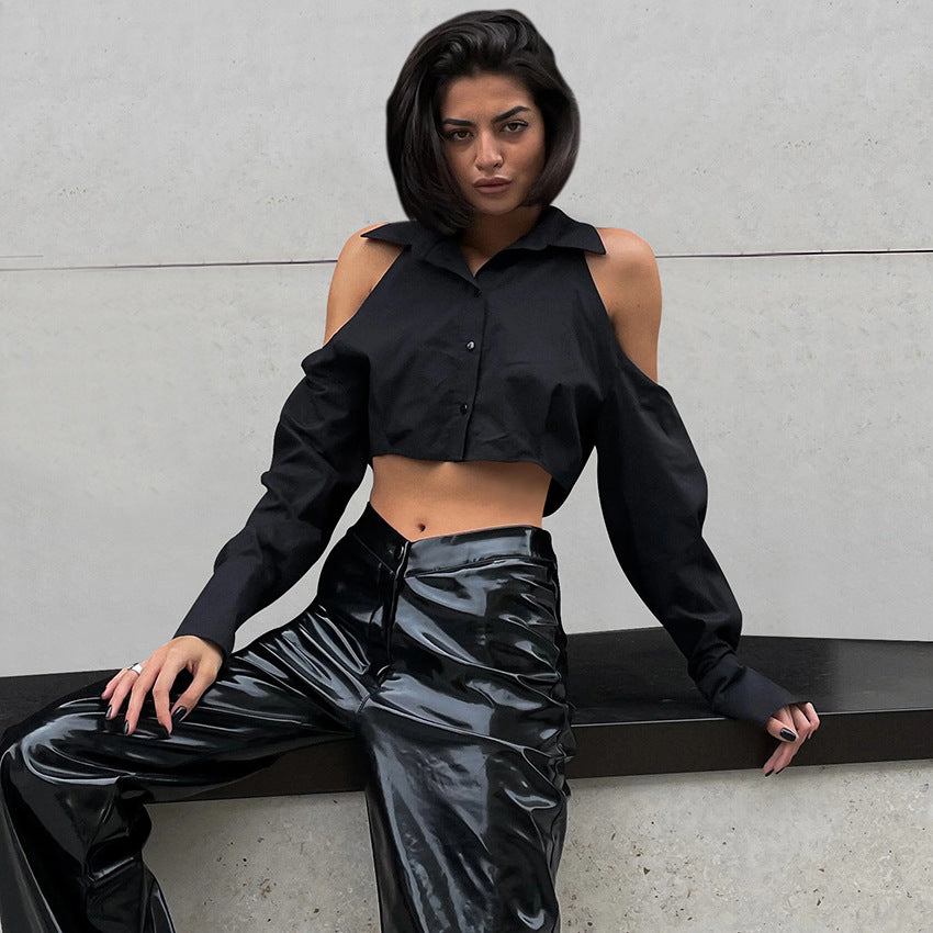 Dame Crop-bluse med off-shoulder design og elegant snit Stilla