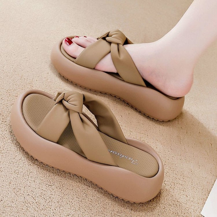 Dame plateau-sandaler med moderne sløjfe-design og skridsikker sål Stilla
