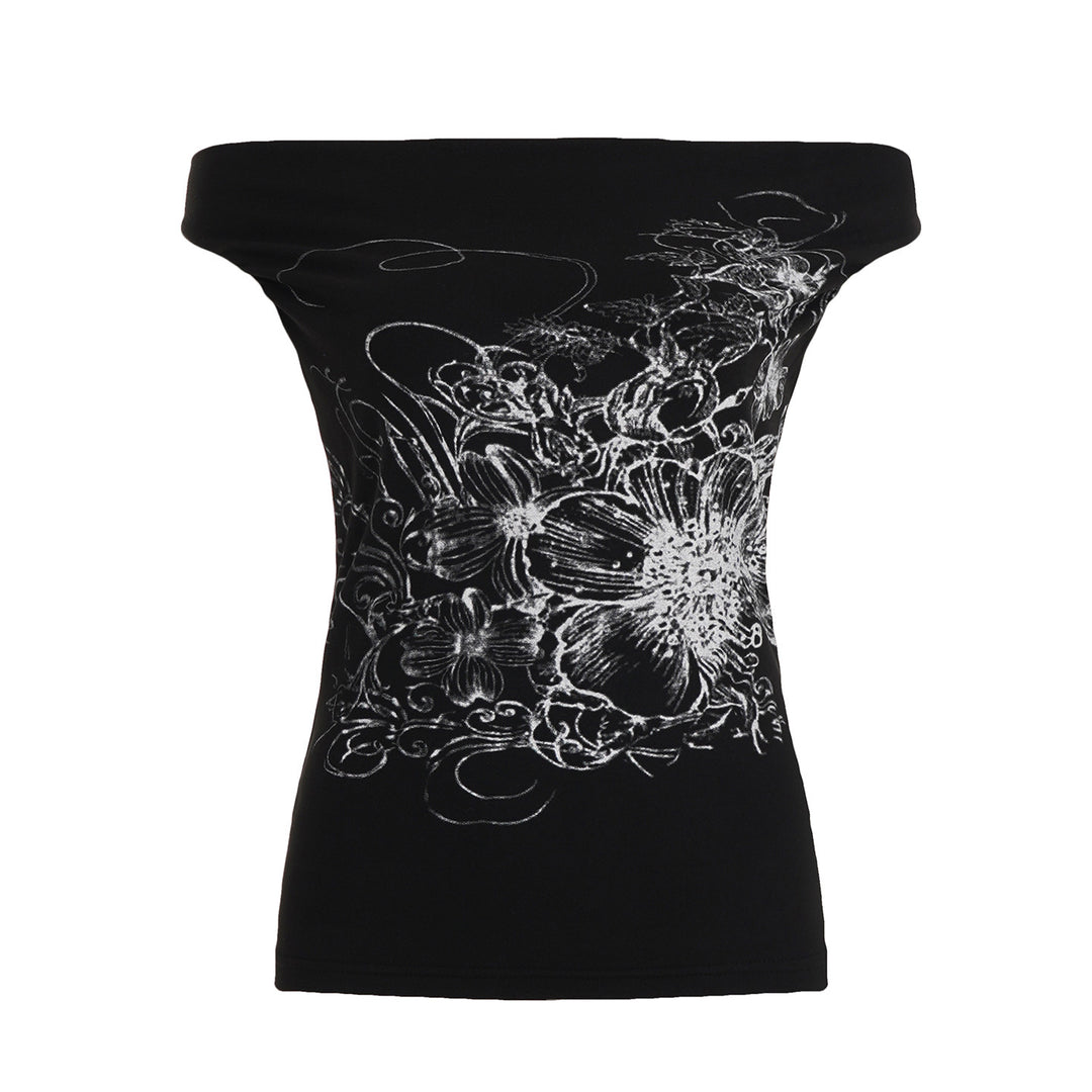 Dame ærmeløs crossover-top med floralt design Skovae