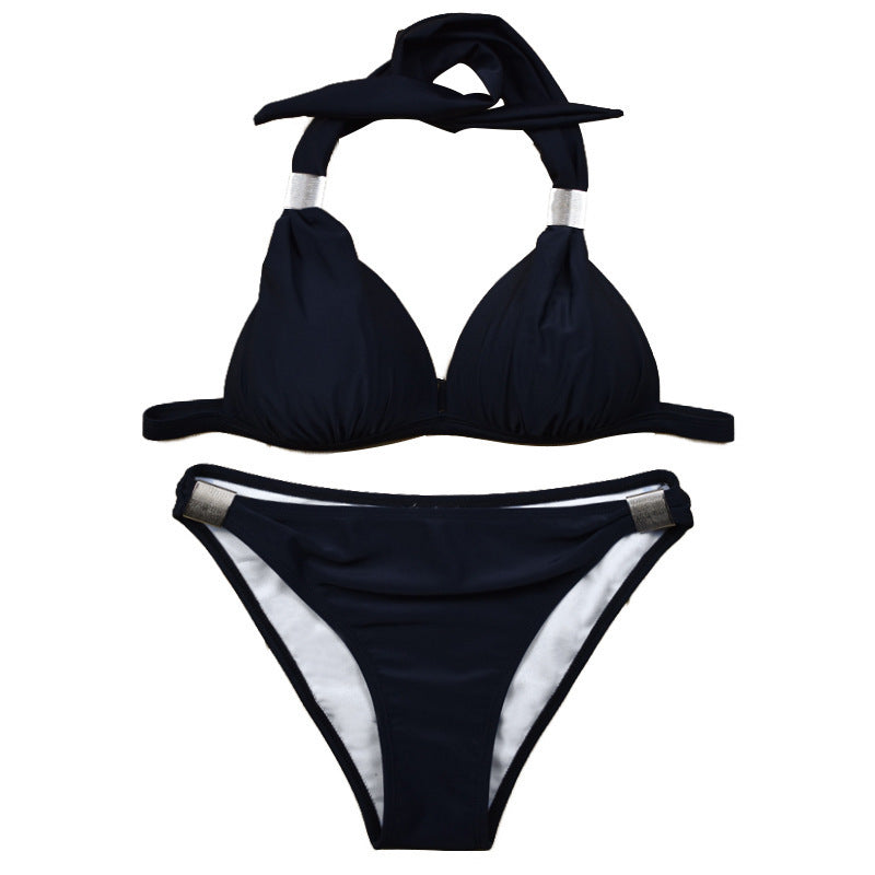 Dame triangel-bikini med justerbare stropper og smukt knude-detalje Skovae