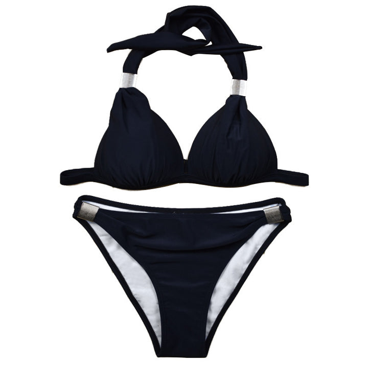Dame triangel-bikini med justerbare stropper og smukt knude-detalje Skovae