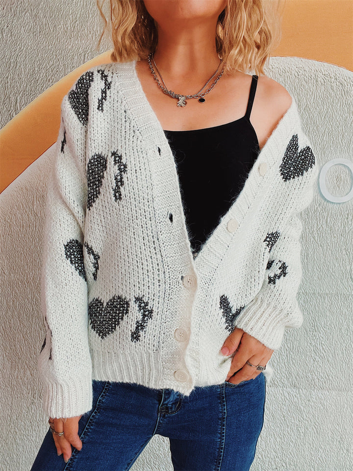 Kvindernes hyggelige cardigan med hjerte-design Stilla
