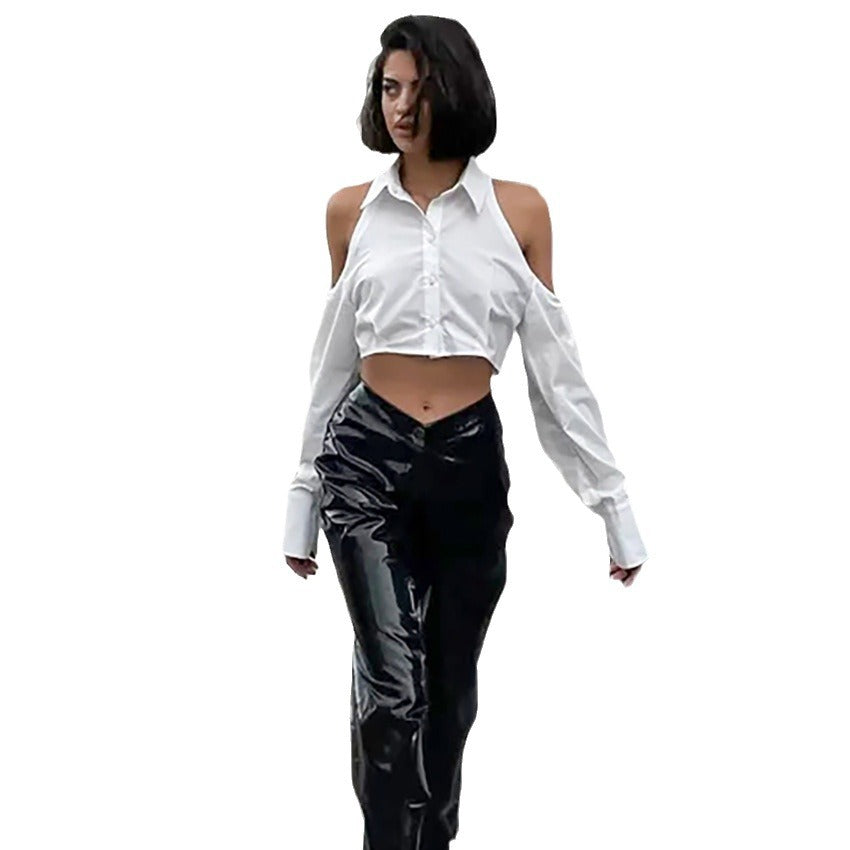 Dame Crop-bluse med off-shoulder design og elegant snit Stilla