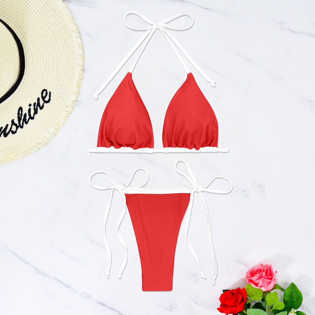 Dame triangel-bikini med justerbare snøringer Skovae