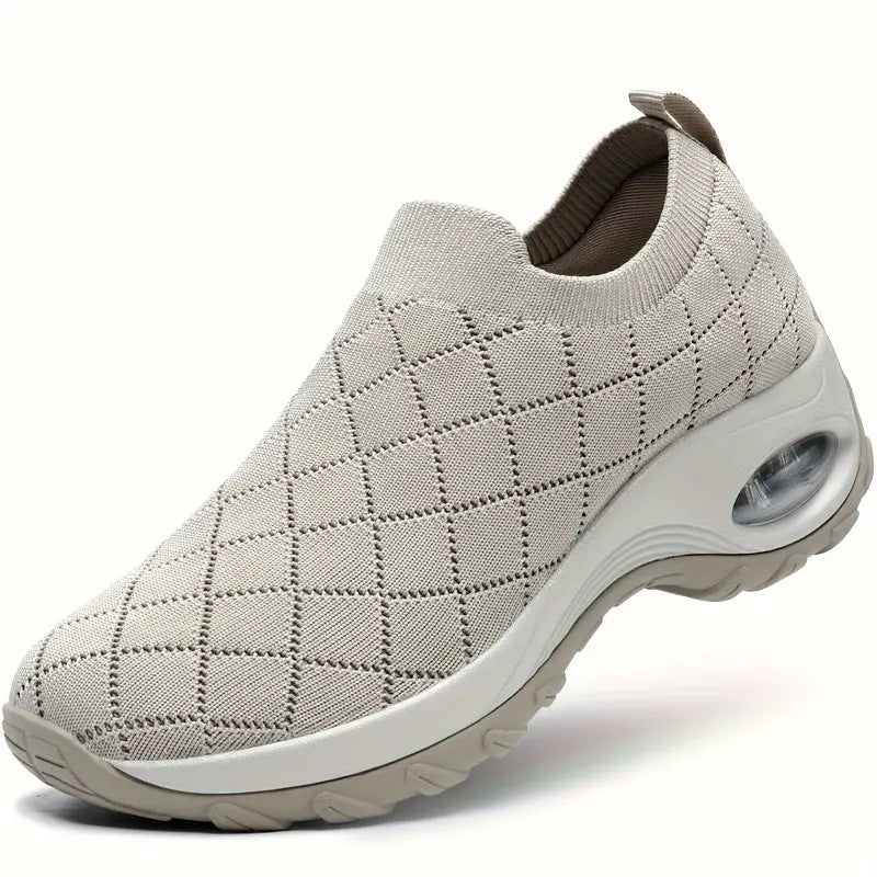 Dame Komfortable Slip-On Sneakers med åndbar strikstruktur Stilla