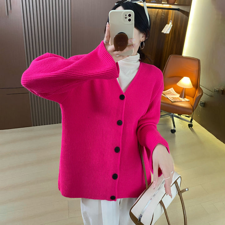 Damernes chunky strik cardigan med lange ærmer og en afslappet pasform Stilla