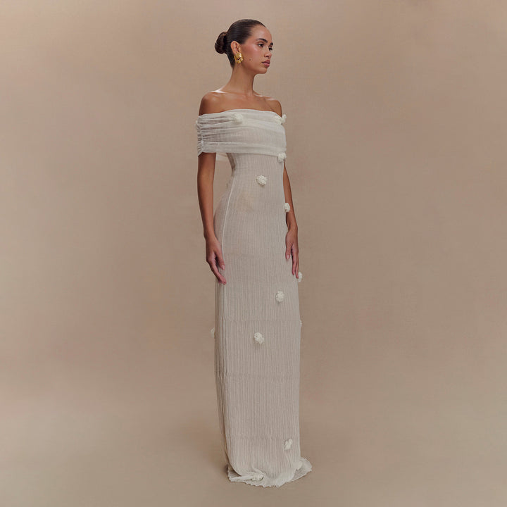 Dame Off-Shoulder Blomster Maxi Kjole Stilla