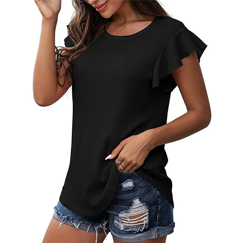 Damer Casual T-Shirt med ruffles detaljer lavet af kvalitets vaffelstof Stilla