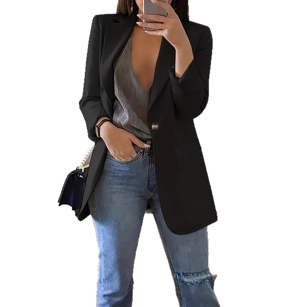 Damer Elegant Blazer med dyb V-hals og smal pasform Stilla