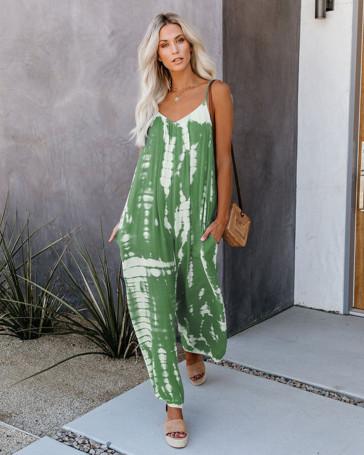 Dame Maximalt Fritids-Jumpsuit med Spaghettistropper Stilla