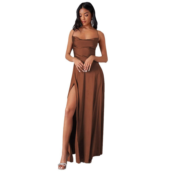 Dame Elegant aften kjole med off-shoulder design og høj splitt Skovae