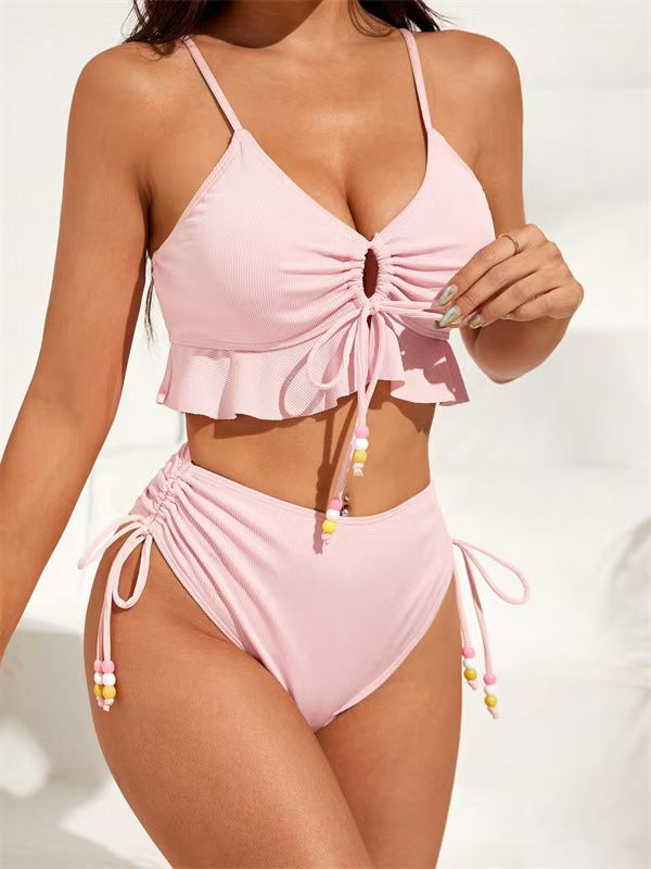 Damer Bikiniset med flæser og justerbare snore Stilla