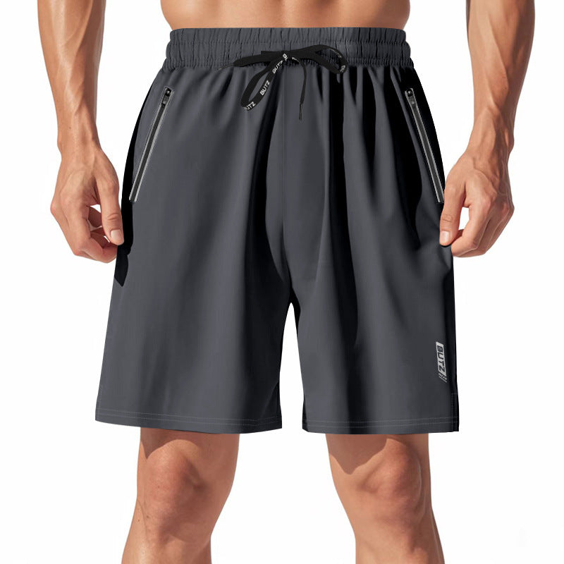 Herrer Sport Shorts med elastisk livvidde og praktiske lynlås-lommer Stilla