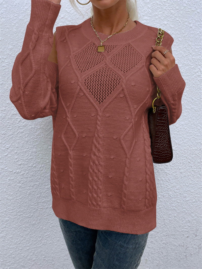 Kvinders strik sweater med moderigtigt blonde mønster og kabel detaljer Stilla