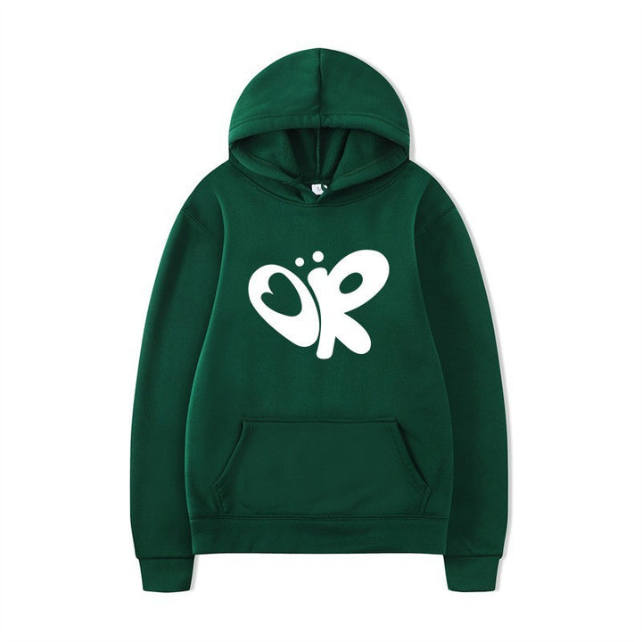 Dame hoodie med stort print og praktisk kænguru lomme Skovae