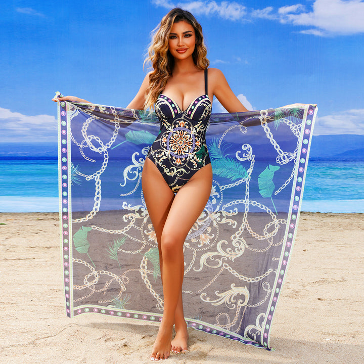 Dame skulptureret top badedragt med chiffon cover-up Stilla