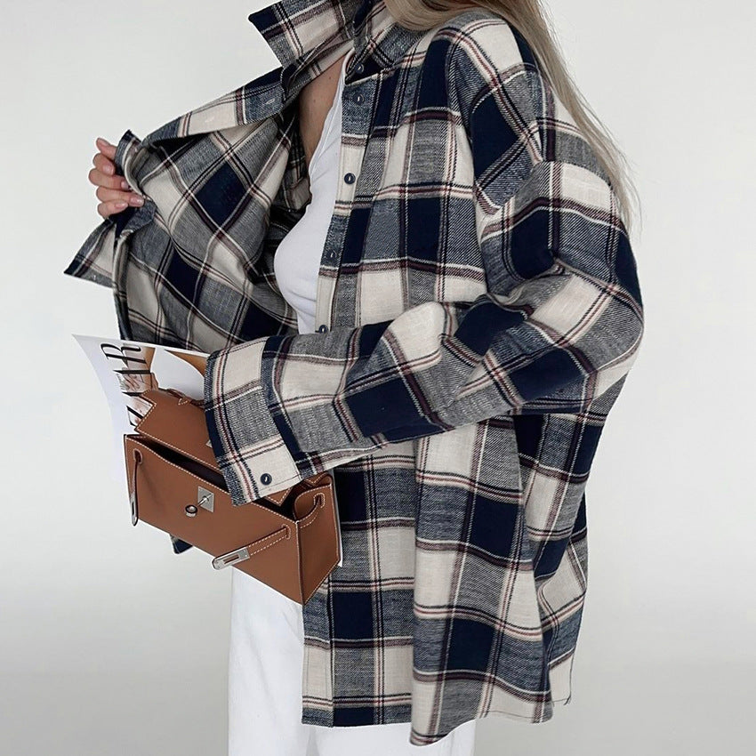 Dame Karo-Skjortejakke i afslappet oversized stil med praktiske lommer Stilla